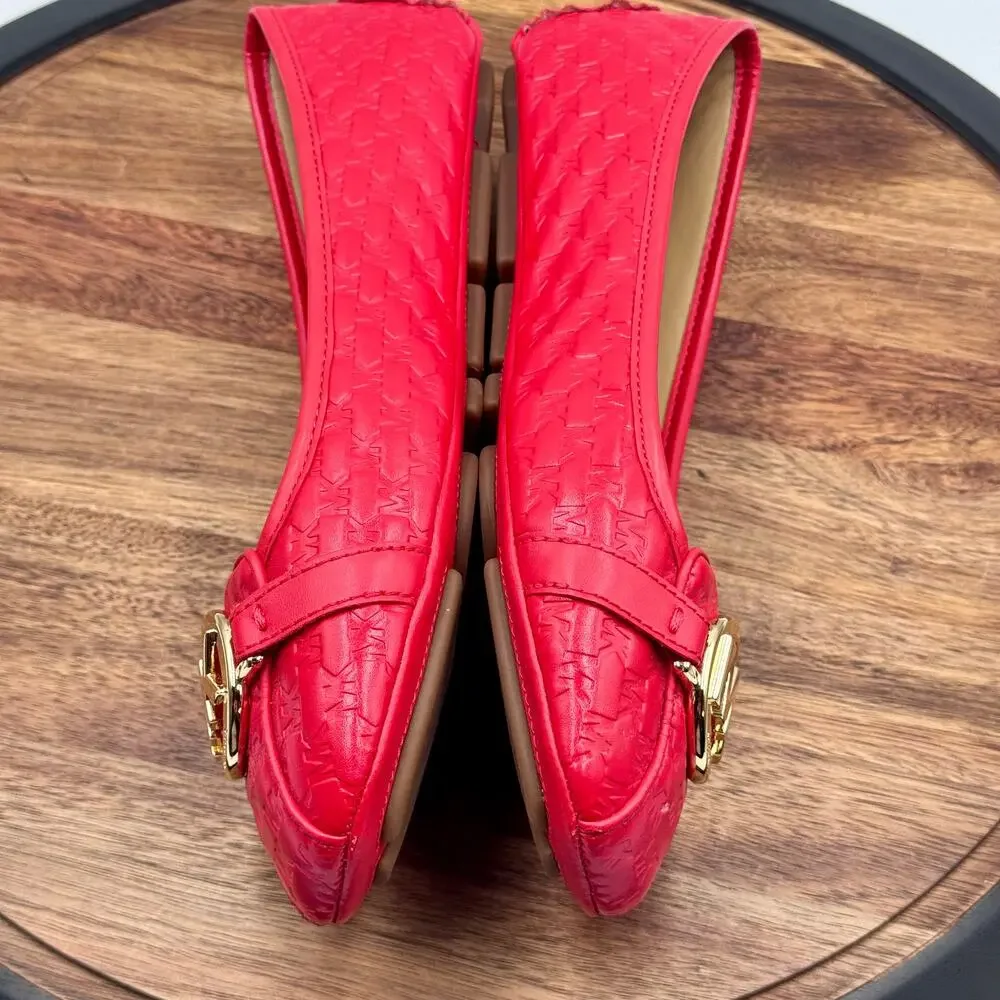 MICHAEL KORS Fulton Logo Embossed Moccasin Red Loafers Ballet Flat Women's 10 - Picture 6 of 12
